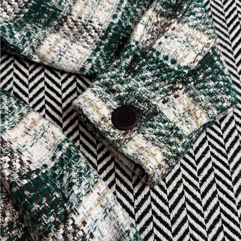 Zara Green and White Cozy Knit Cardigan - Picture 3 of 7